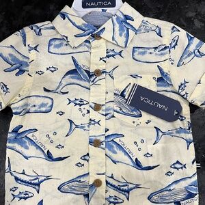 Nautica Whales Button Down Size 12 Months NWT